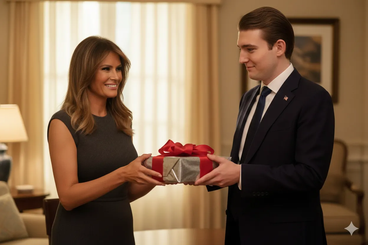 Melania Couldn’t Hold Back Her Tears After Barron’s Birthday Surprise Caught Her Off Guard Barron waited until the very end of the celebration before approaching Melania. He didn’t say a word — just handed her a folded piece of paper. As she opened it, her breath hitched. A single message written in Barron’s handwriting changed her entire expression. She pressed the note to her chest and hugged him tightly, tears running down her face. Mceclip6 1765335379 Q80